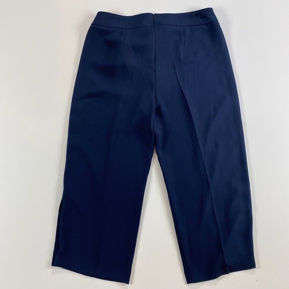 Boss Hugo Cropped Women Telareama Button Accent Navy Blue Work Dress Pants Sz 18 - Picture 10 of 10